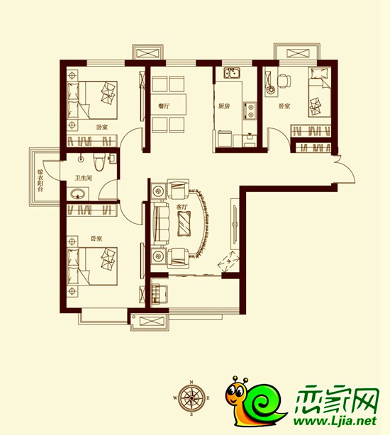 趙都新城112㎡三室二廳一衛(wèi)全明戶型點(diǎn)評(píng)
