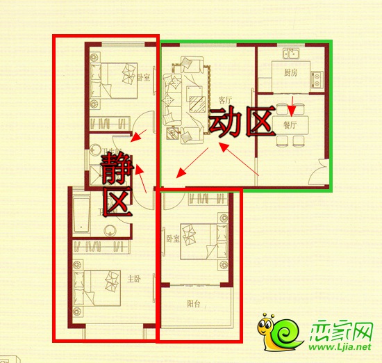 顺田君邑133㎡户型——动静线&功能区分析