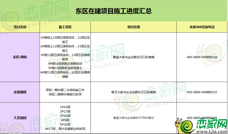 東區(qū)在建項(xiàng)目施工匯總