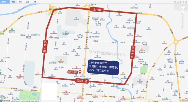 邯郸中学划片分布图——丛台区篇