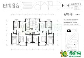 4號(hào)樓1單元平面圖