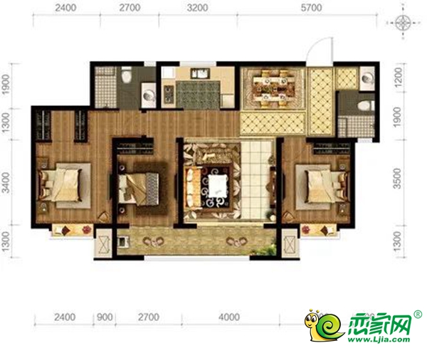 難以置信！這個(gè)建筑面積約123㎡三居做到了臥室全向陽