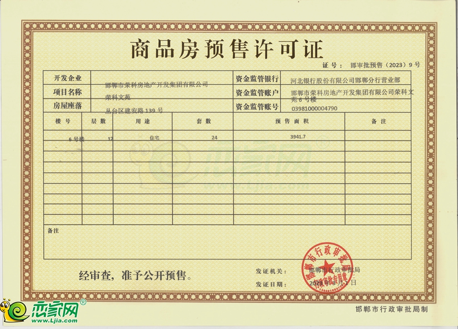 6號樓預(yù)售證