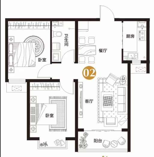 万浩金百合北区2居室毛坯全款可更名有钥匙