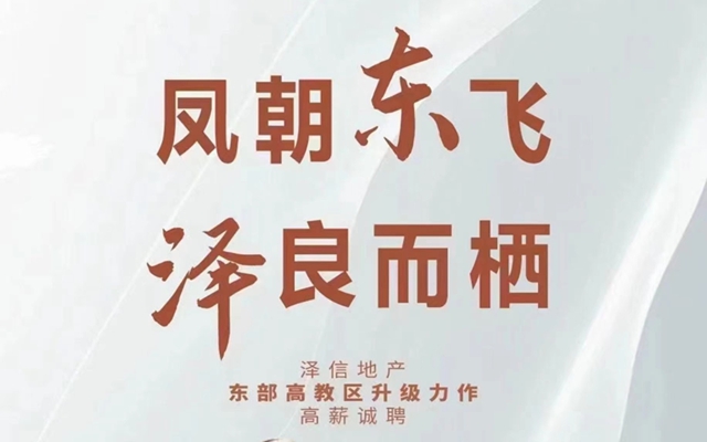 澤信地產(chǎn)東部高教區(qū)升級(jí)力作高薪誠(chéng)聘