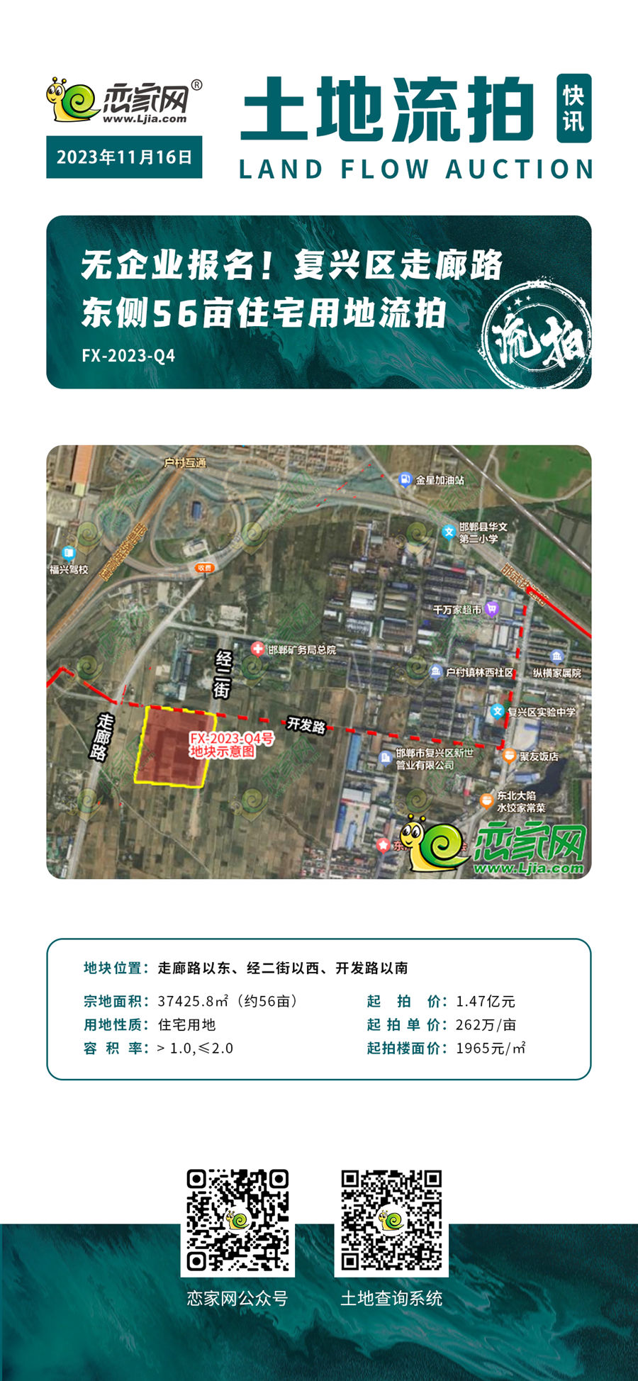 復(fù)興區(qū)FX-2023-Q4號住宅用地?zé)o房企參加，慘遭流拍
