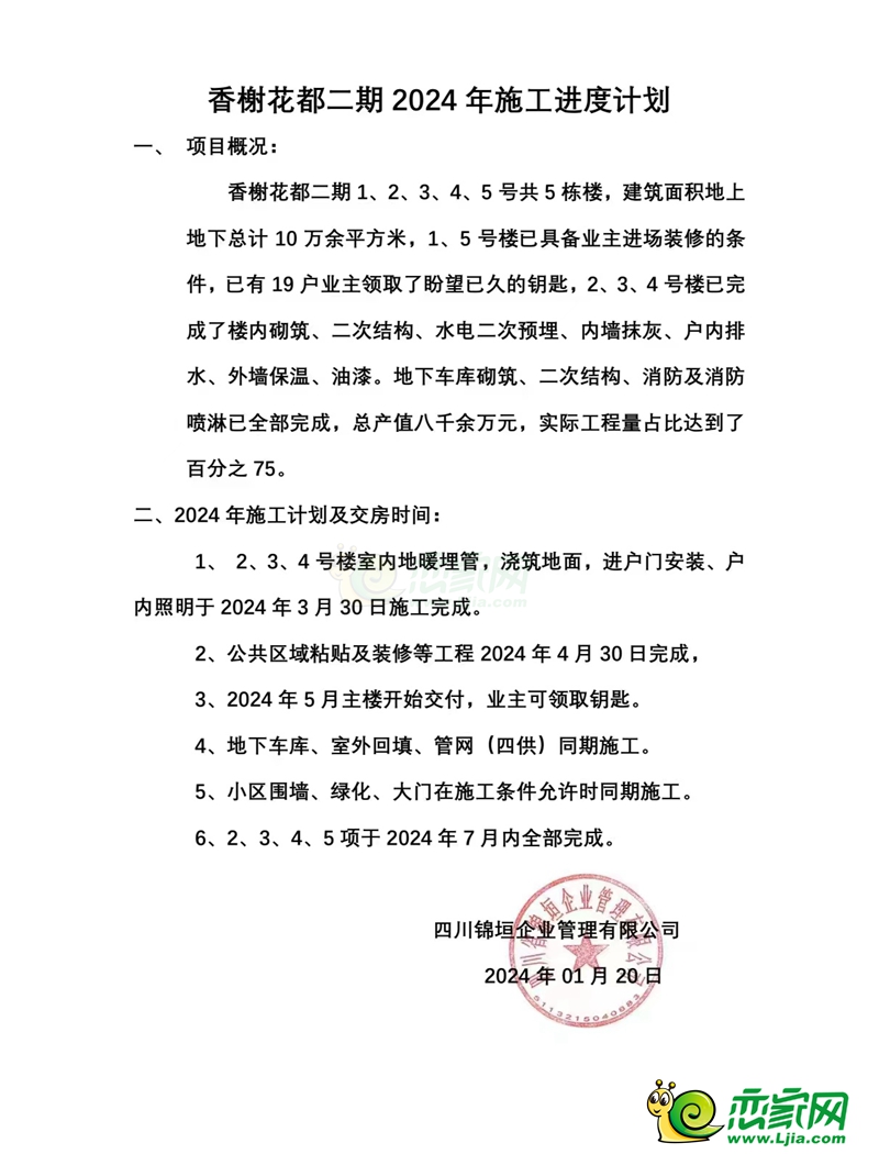 邯鄲香榭花都二期2024年施工進(jìn)度計(jì)劃