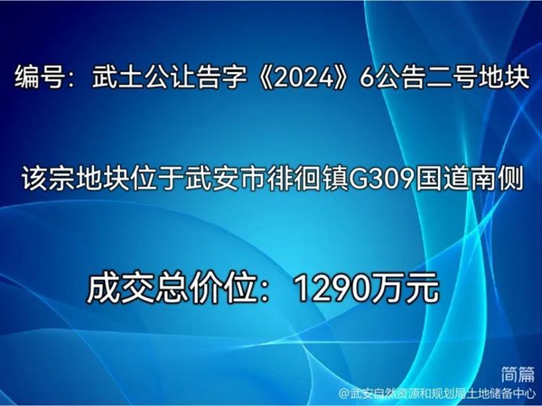 武安成功出讓五宗國(guó)有建設(shè)用地使用權(quán)，成交總價(jià)1.946億元。