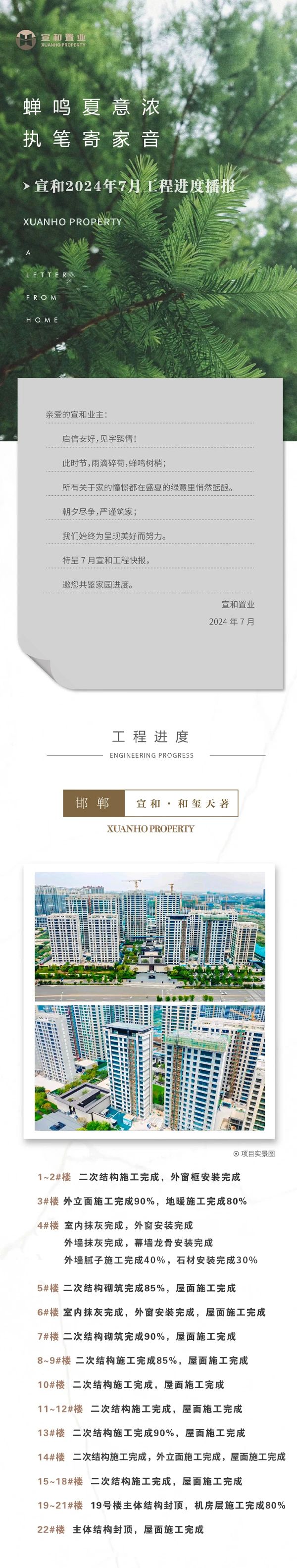 邯鄲宣和和璽天著、宣和和璽銘著、曲周宣和翰林府、曲周宣和塵林間一期、曲周宣和塵林間二期、廣平宣和貳號院、館陶宣和壹號院、大名宣和翰林府、大名宣和塵林間7月工程進度播報來了，請查收！