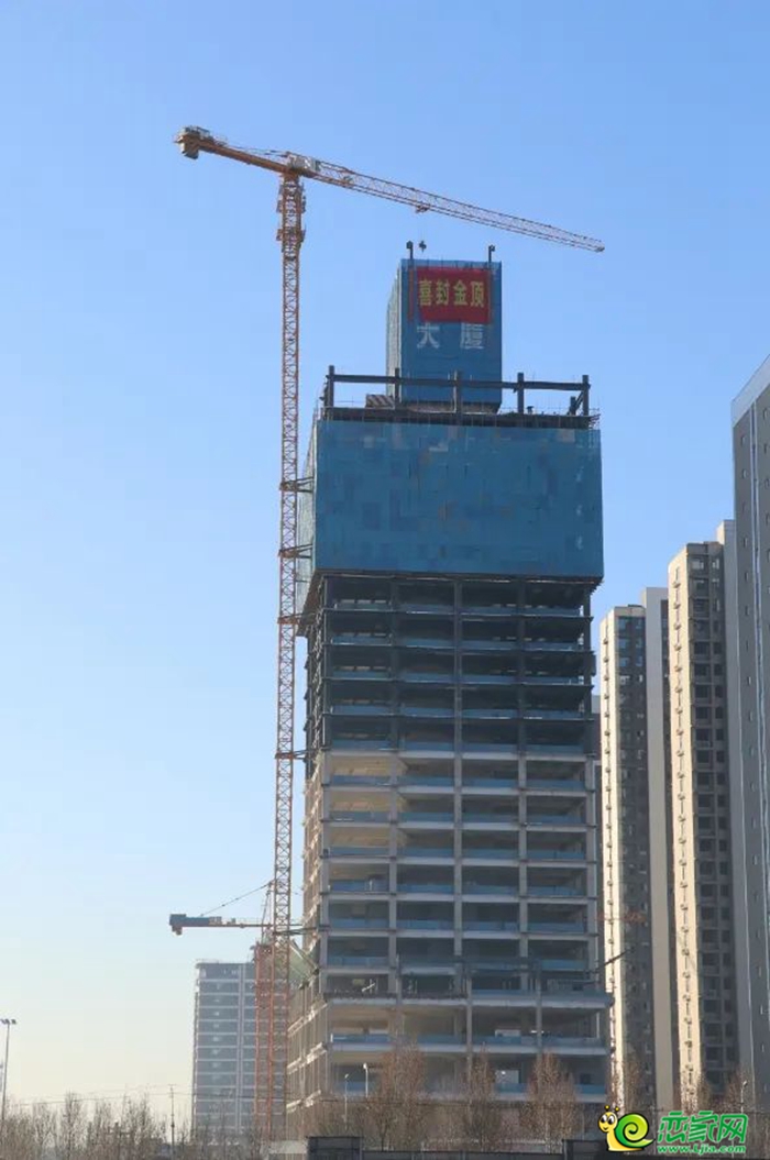 邯鄲東悅大廈主體結構封頂，東湖新城再添新地標!