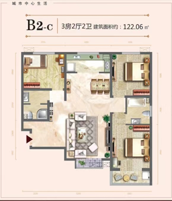 大北城佳苑 3室2衛(wèi) 純毛坯房 低價急售 看房方便